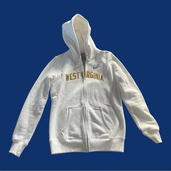 Nike WVU White Hooded Zip Jacket Youth Size Large - Picture 1 of 4